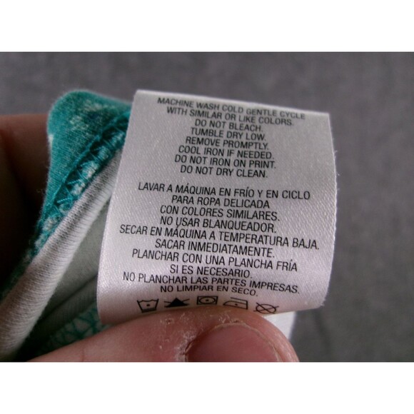 Basic Editions Top Women Medium Green Ditzy Floral Turtleneck Capsule Office Day - Picture 8 of 11